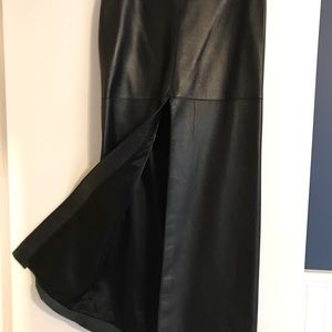 Bebe High Slit Leather Skirt